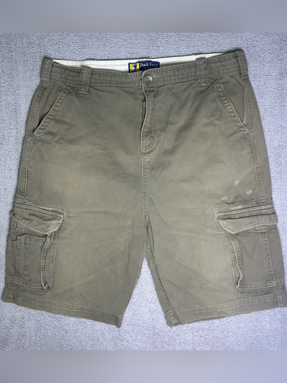 Duck Head Cargo Shorts Men’s 34x10 Olive Green Relaxed Fit Utility Outdoors